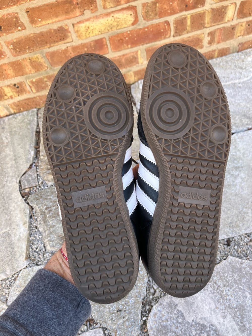 adidas Samba OG Black with White Stripes and Brown Gum Sole - Picture 9 of 17